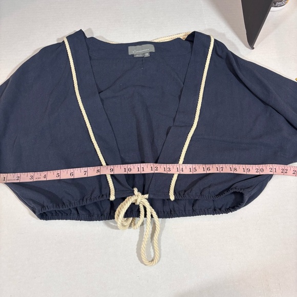Anthropologie Nautical Shrug With Ivory Rope Trim & Tie One Size Navy - Picture 15 of 15